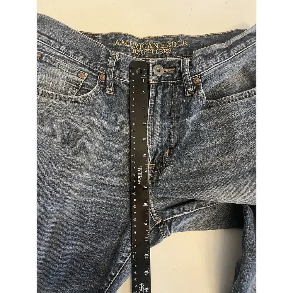 Men AE American Eagle Relaxed Straight 31 x 32 Dark Wash Blue Jeans Mid Rise